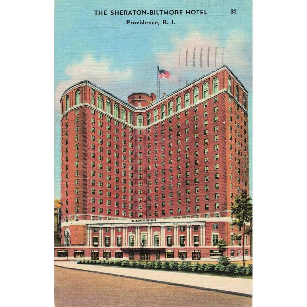 Vintage 1948 Sheraton-Biltmore Hotel Providence RI Linen Postcard Postmarked